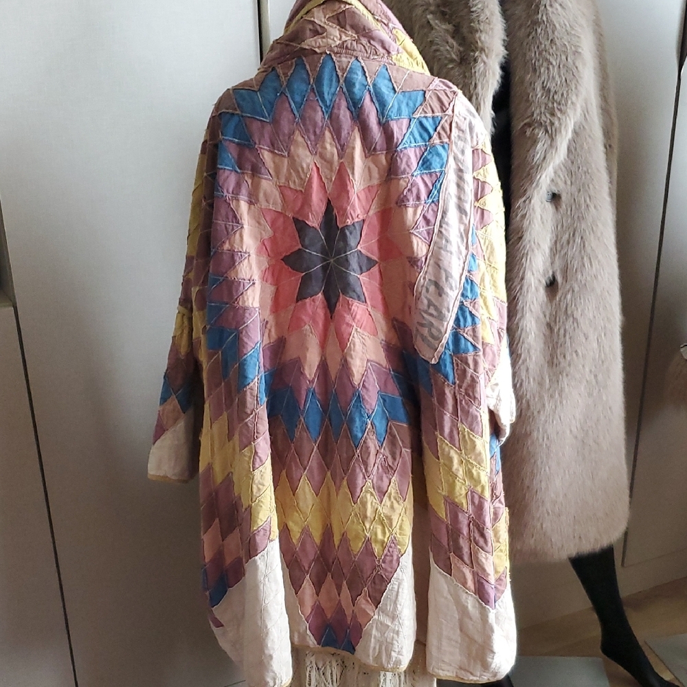 Magnolia Pearl Taos Kimono Jacket Starburst Patchwork - Yellow, Pink, Blue